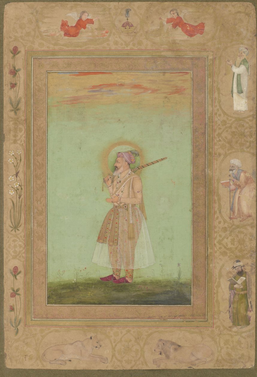 The Elderly Shahjahan, fra det sene Shahjahan Album, løsrevet manuskriptfolio, 1640-1660 af Mughal School