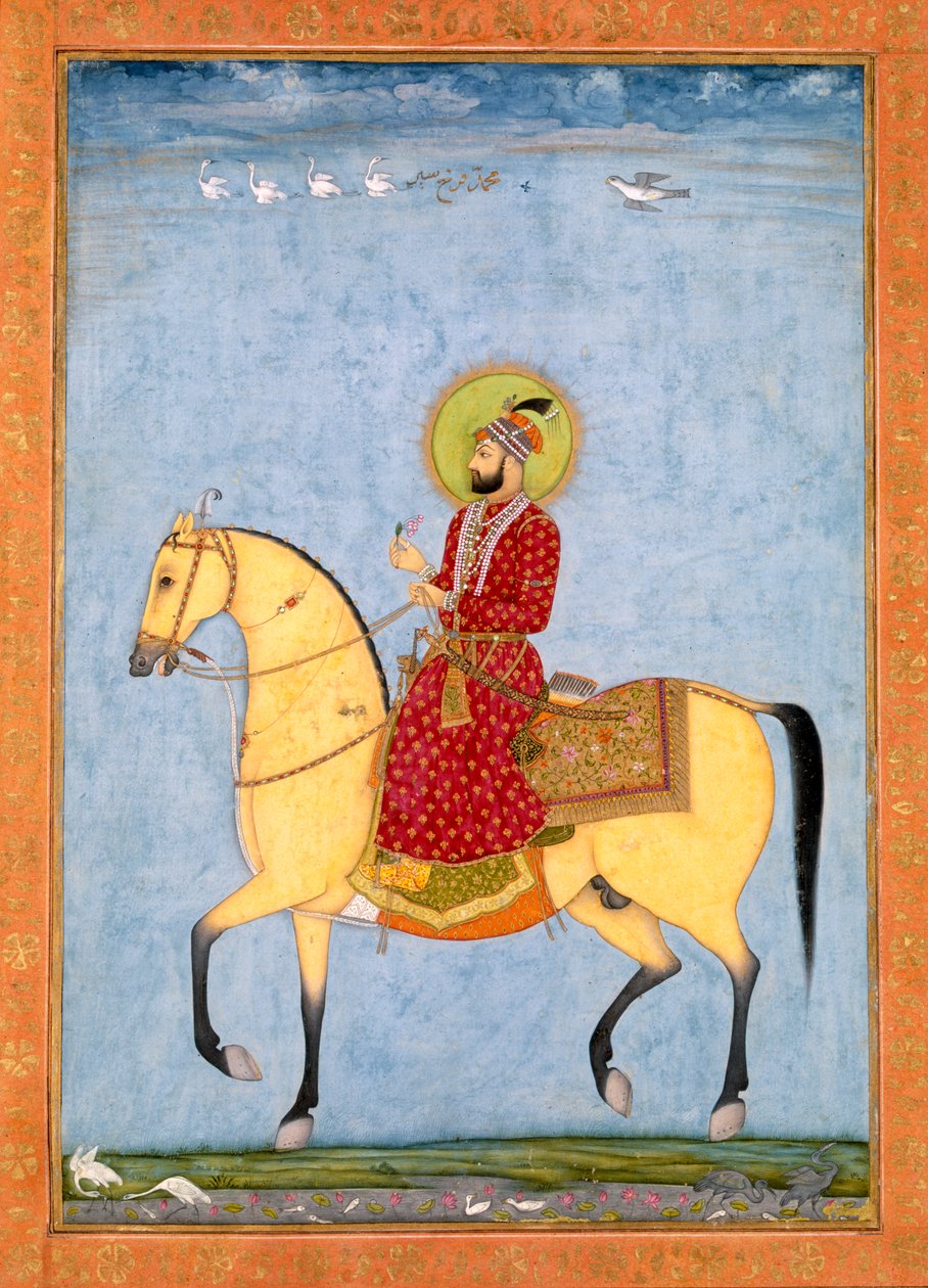 Mughal-kejseren Farrukhsiyar (1683-1719) (1713-19), fra det store Clive-album af Mughal School