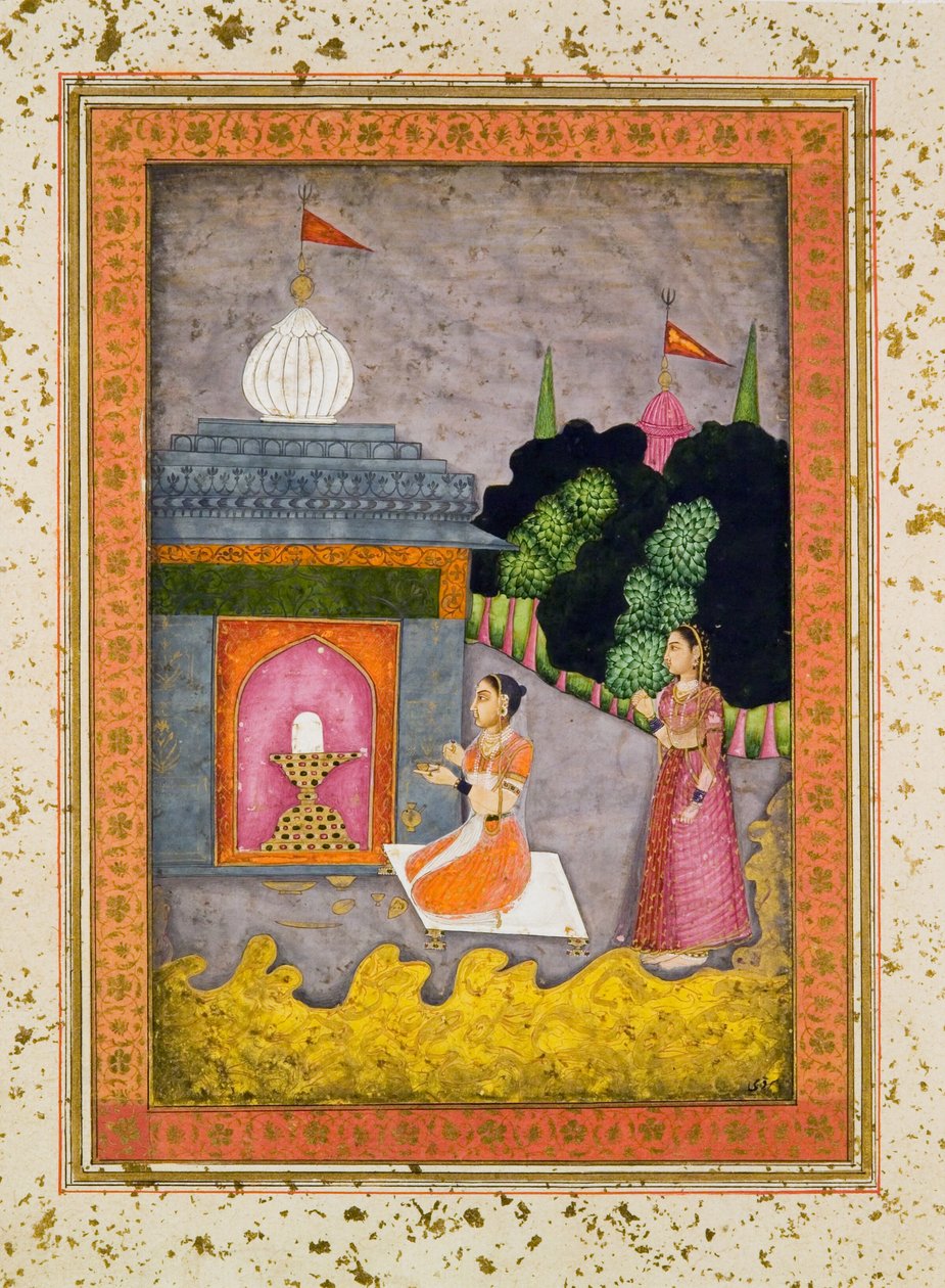 Bhairavi Ragini, ca. 1760 (maling og guld på papir) af Mughal School
