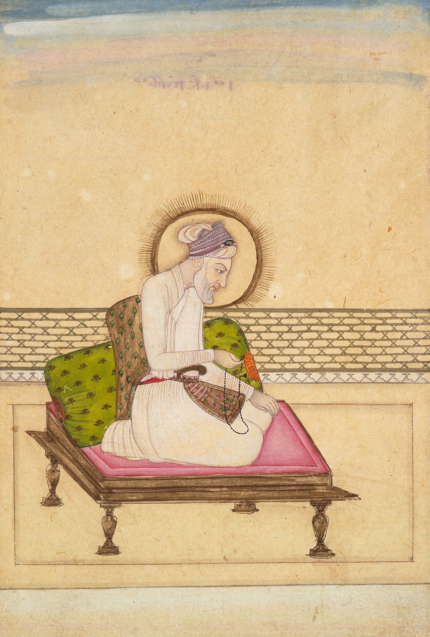 Kejser Aurangzeb, ca. 1725 (ugennemsigtig akvarel og guld på papir) af Mughal School