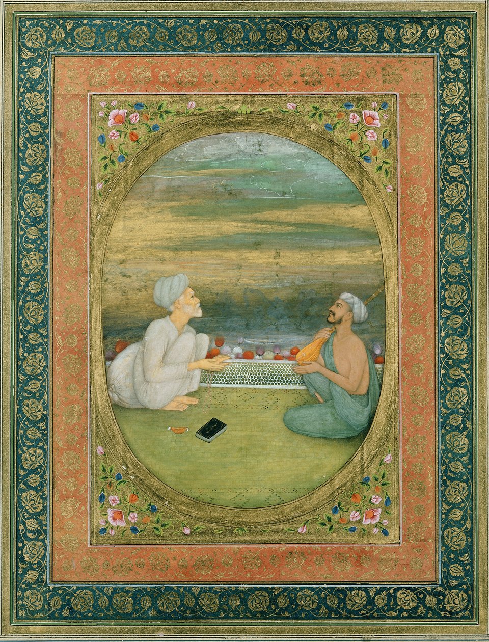En mulla og en musiker, ca. 1640-1650 af Mughal School