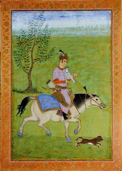 En prins på hesteryg, fra Large Clive Album (akvarel på papir) af Mughal School
