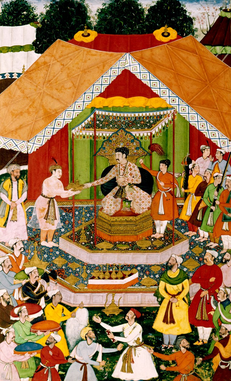 Akbar og Azim Khan i Dipalpur, ca. 1590-95 af Mughal School