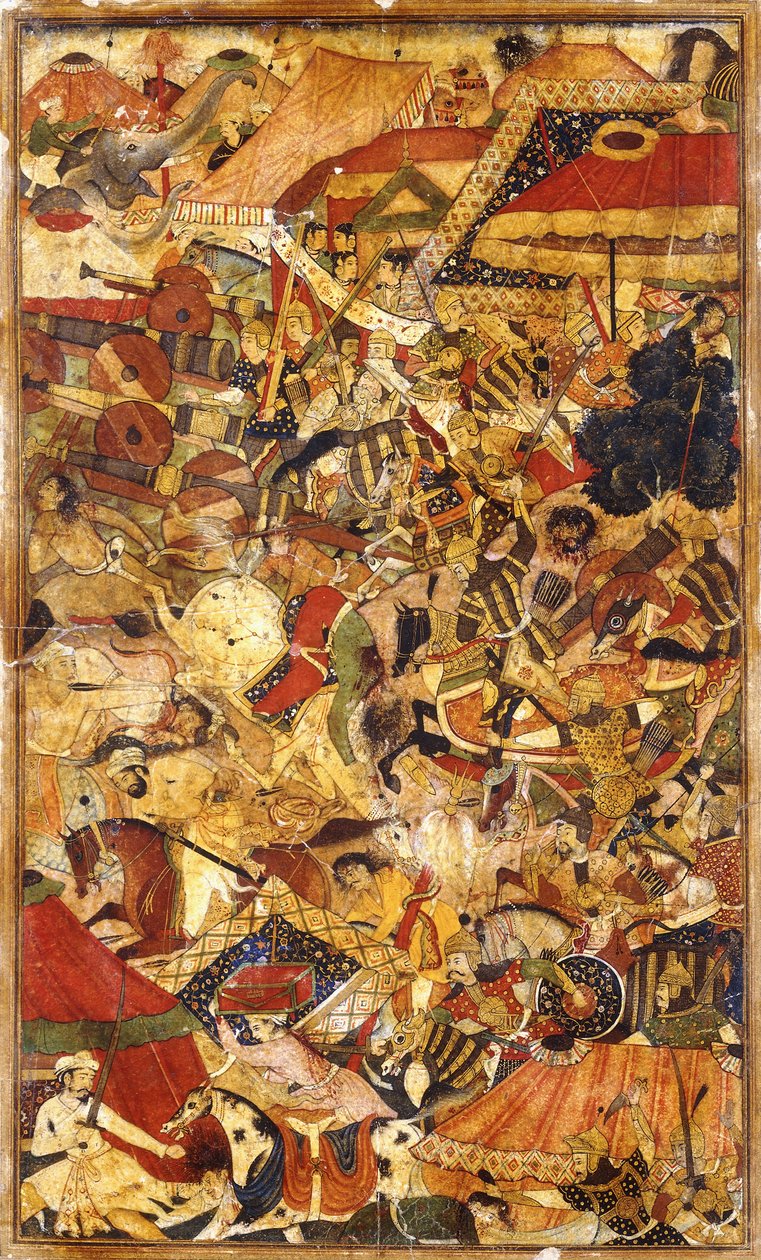 Kampscene, ca. 1590 af Mughal School