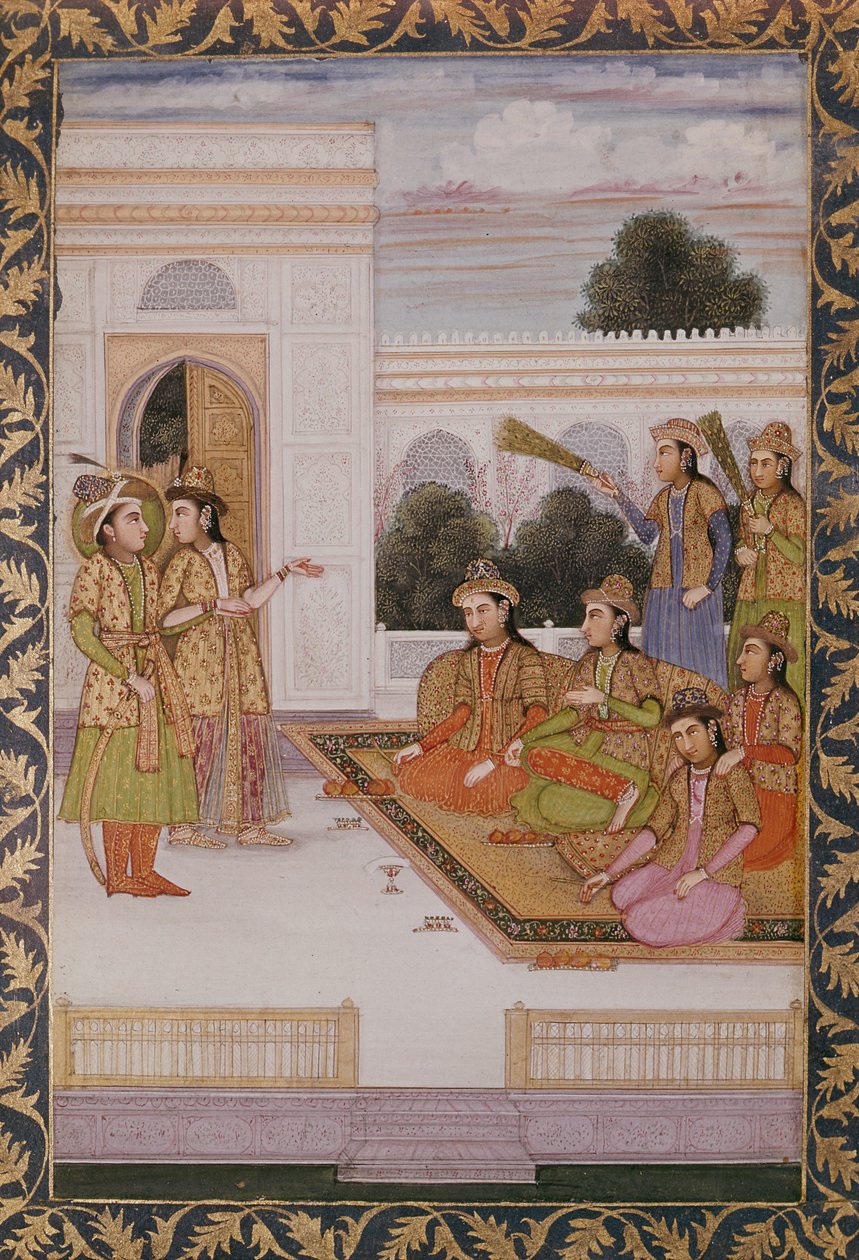 Joseph præsenterede for Mizrs hustruer af Zuleika, Potifars hustru, episode fra det populære persiske digt Yusuf og Zulaikha af Jami (1414-92) ca. 1780 af Mughal School