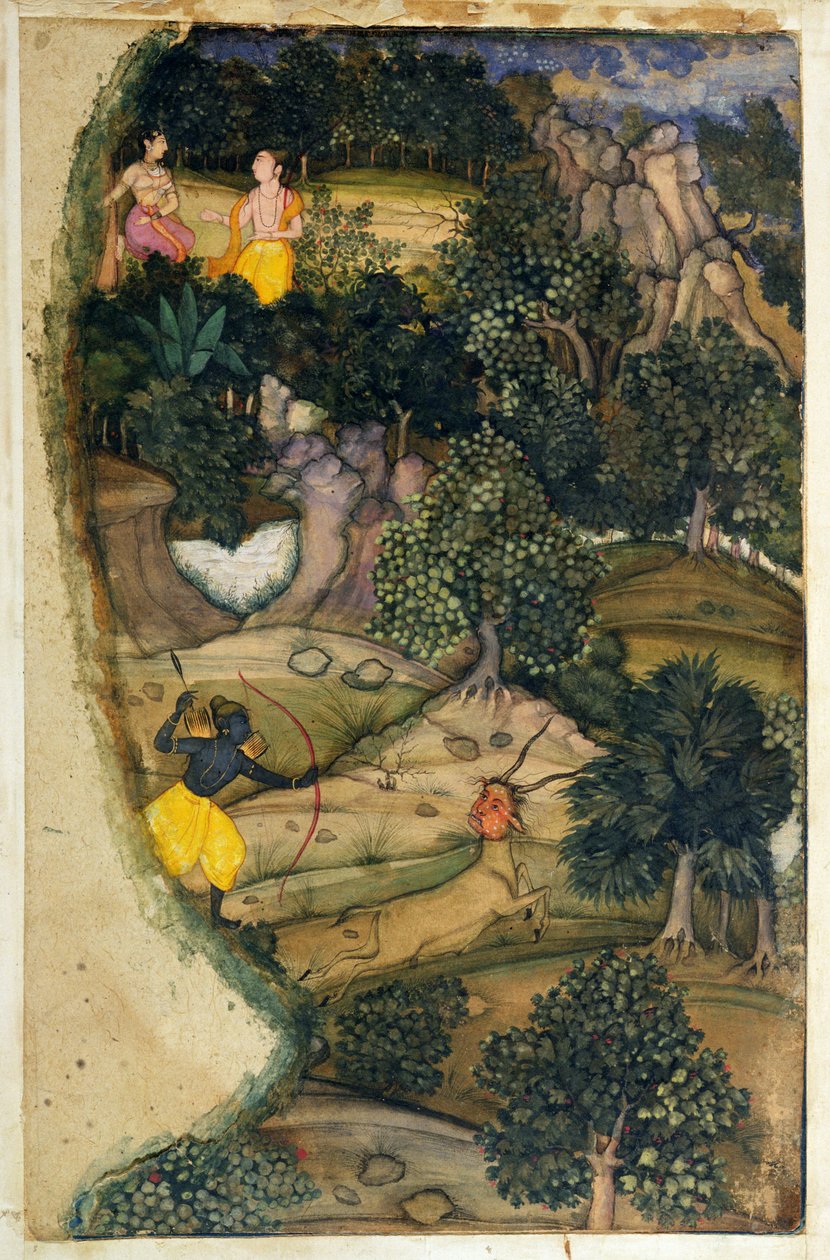 Rama jagter den gyldne hjort, fra Ramayana, 1600 af Mughal School