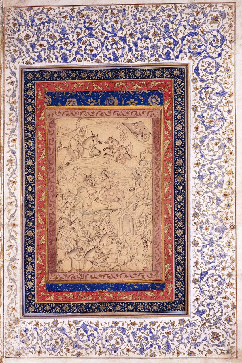 Rustem Killing Arjang Div, c.1630 af Mughal School