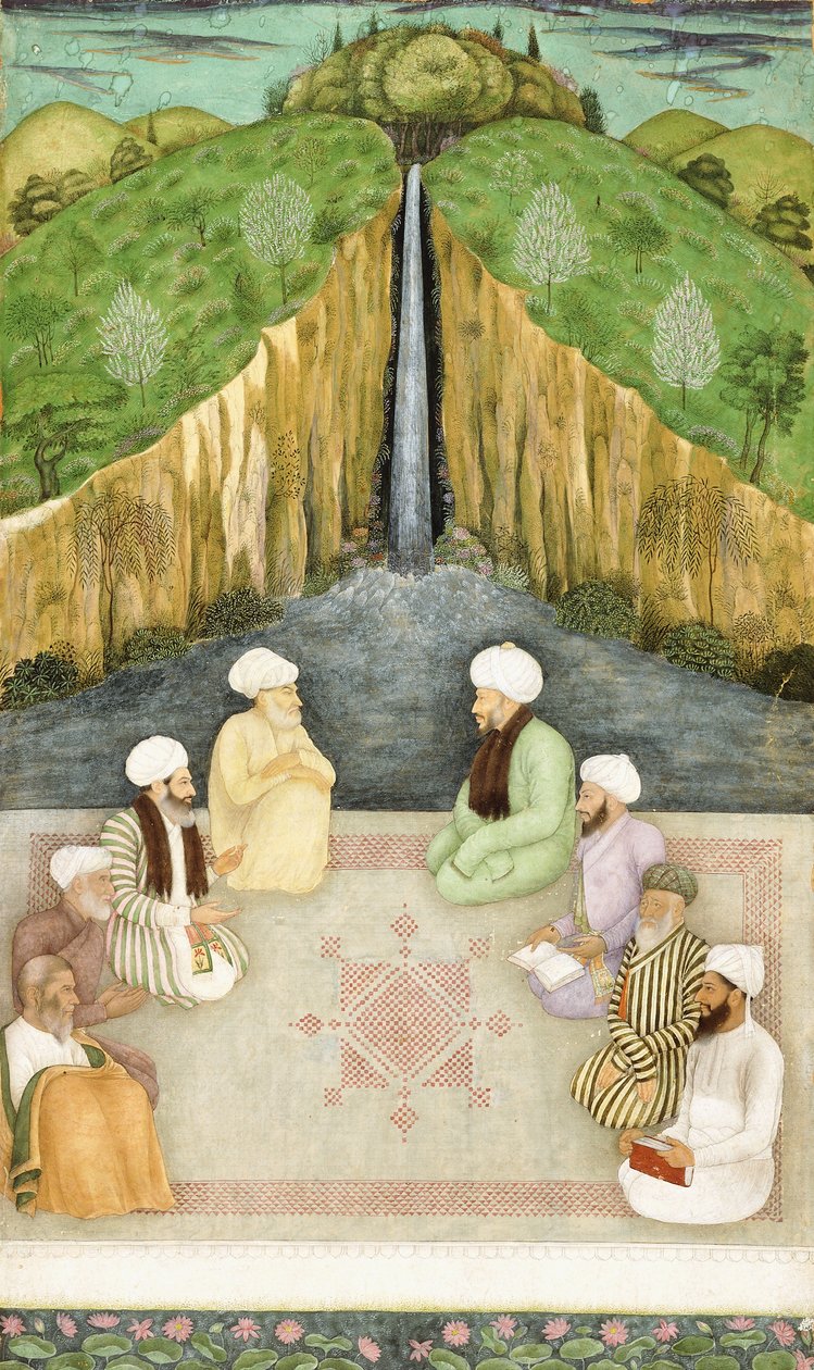 Vismænd i religionsdiskussion, c.1680 af Mughal School
