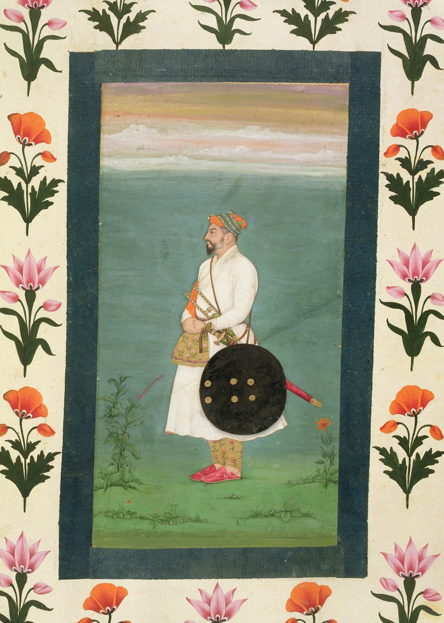 Stående figur af en officer, fra Small Clive Album c.1635-40 (ugennemsigtigt wc på papir) af Mughal School