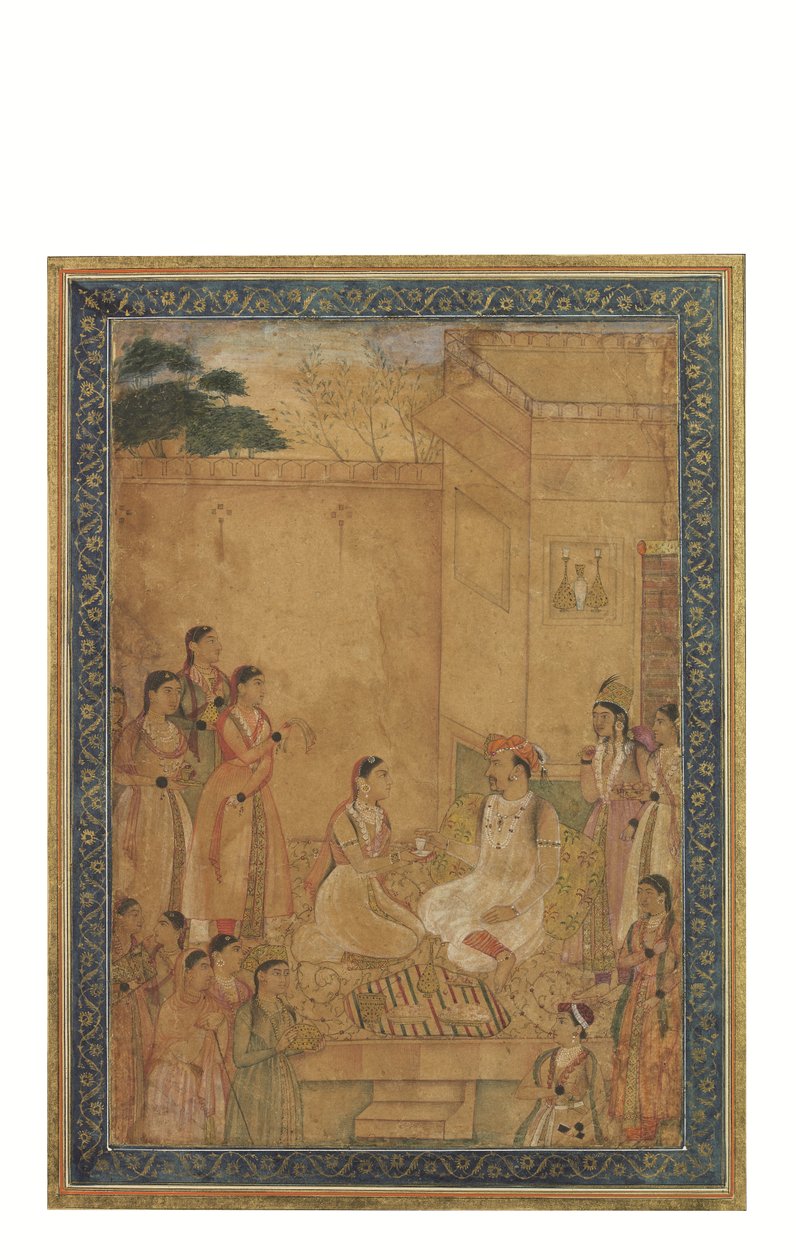 Kejser Jahangir i Zenana af Mughal School