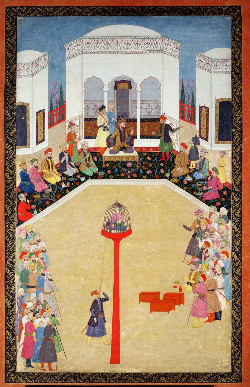 Indfangningen af Sultan Bayazid af Tyrkiet, Johnson Album I, nr.2 nummereret 9, c1680 (gouache på albumblad) af Mughal School