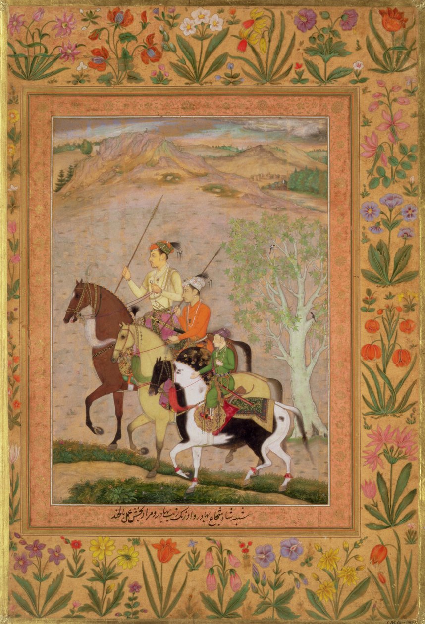 Tre prinser på jagt, c.1635 af Mughal School