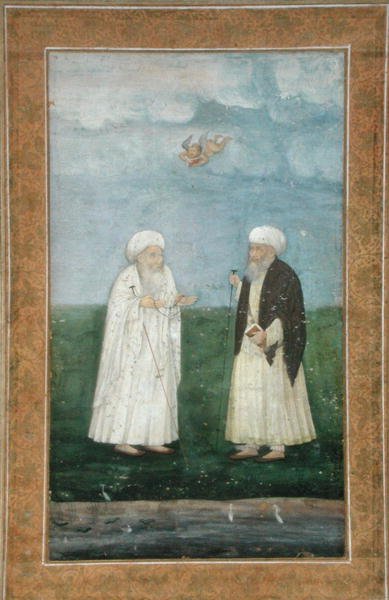 To muslimske hellige mænd, fra Small Clive Album (ugennemsigtig akvarel på papir) af Mughal School