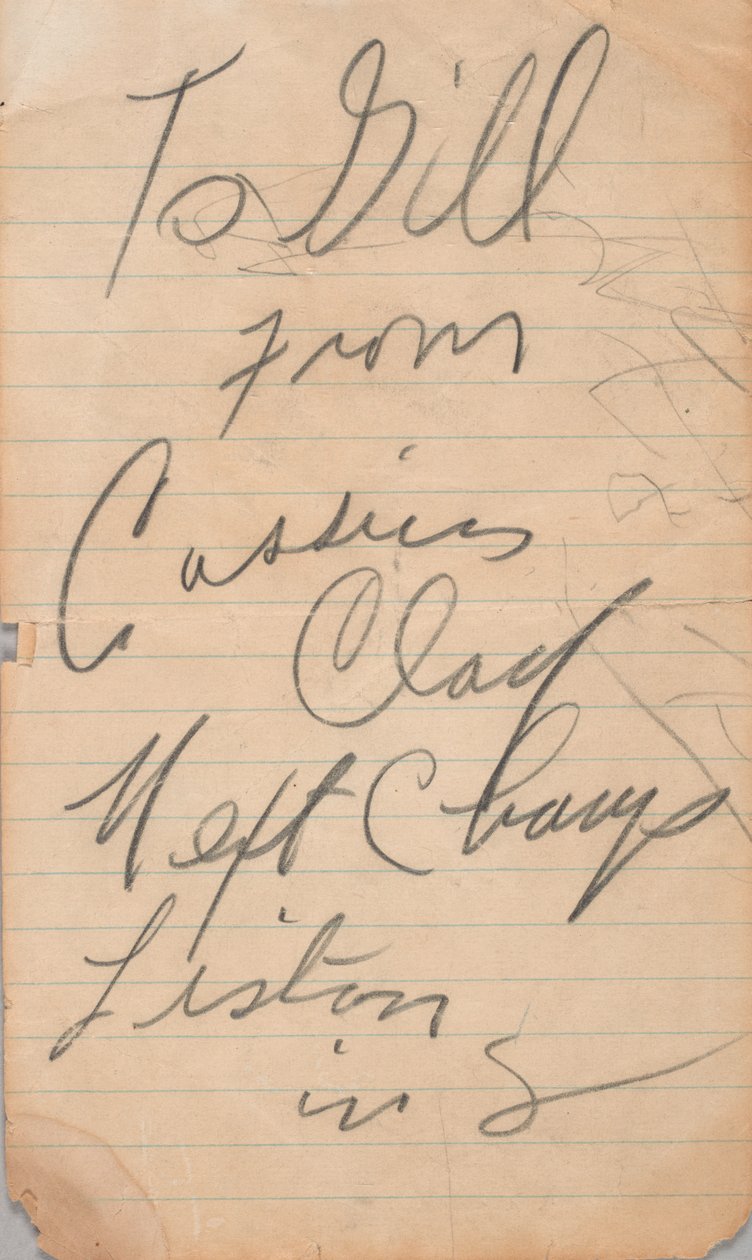 Autograf skrevet af Cassius Clay, 1963. af Muhammad Ali