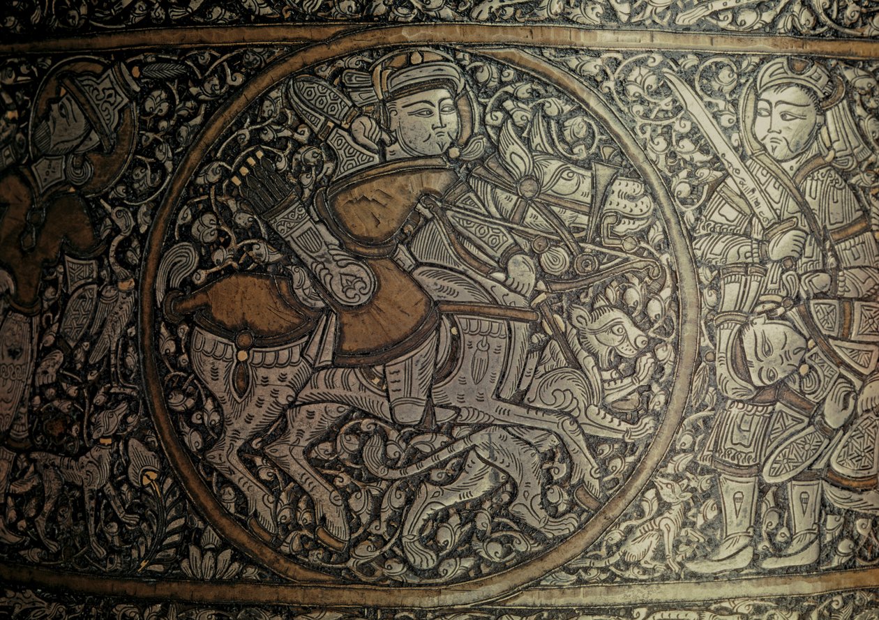 MAMLUK KNIGHT: Syrisk kunst. Detalje af et bassin kaldet "Baptisteriet i St. Louis". af Muhammed Ibn Al Zayn