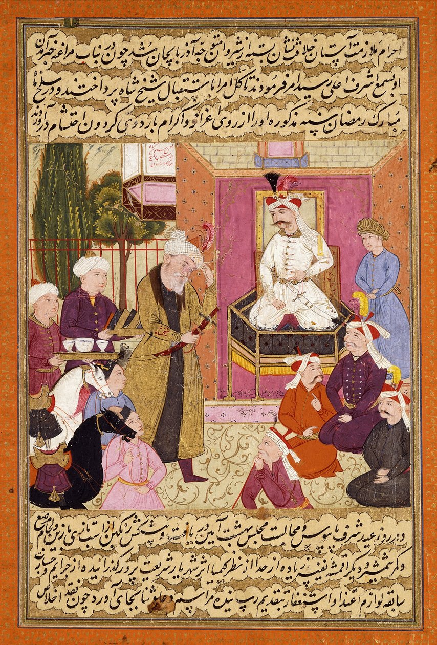 Shah "Abbas på vej mellem Sherwan og Aserbajdsjan, modtager Sher Shah, ca. 1688 af Muin Musavvir