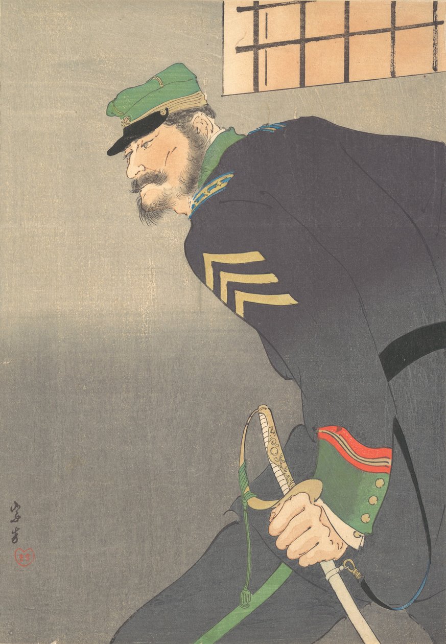 Tryk, [soldat med sværd], ca. 1906. af Munakata