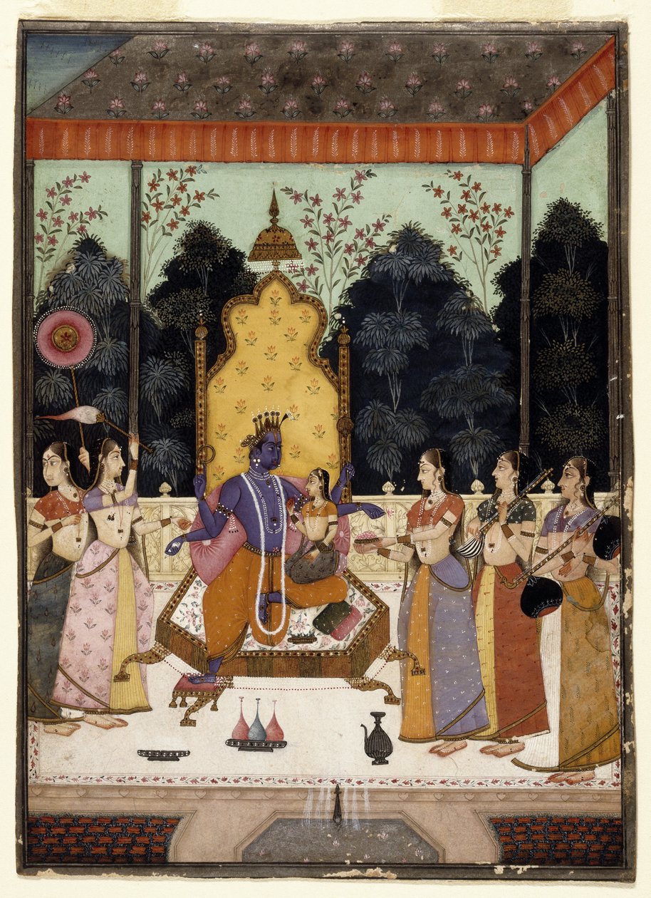 Vaikuntha Darshana, ca. 1710-15 (wc, guld og sølv på papir) af Murad and Lupha Murad and Lupha