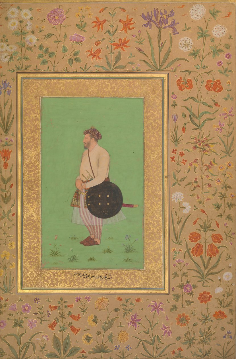 Portræt af Khan under Bahadur Nusrat Jung, Folio fra Shah Jahan Album, Verso: Ka. 1640. af Murad