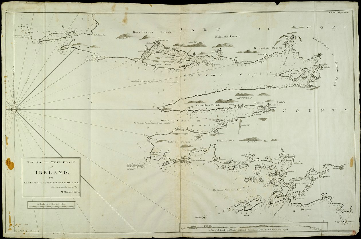 Irlands sydvestkyst fra Staggs of Castle Haven til Dursey I. Opmålt og navigeret af M. Mackenzie Sen. 1775. af Murdoch & Bowen Thomas Senior (fl.1775) Mackenzie