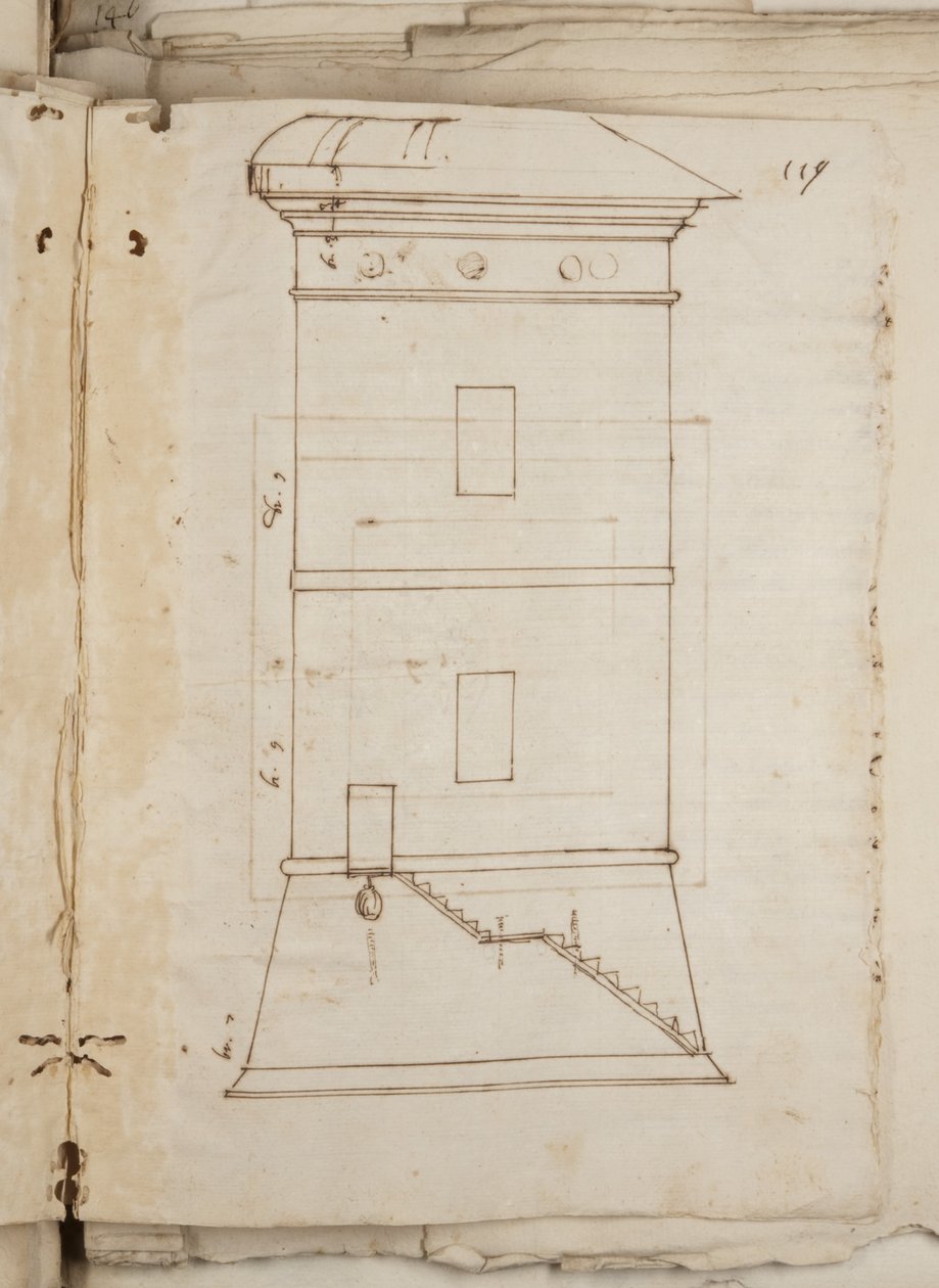 Portefølje af tegninger af Mutio Oddi fra Urbino og andre, s. 119, ca. 1635-40 (pen og blæk på papir i indbundet bind) af Muzio Oddi