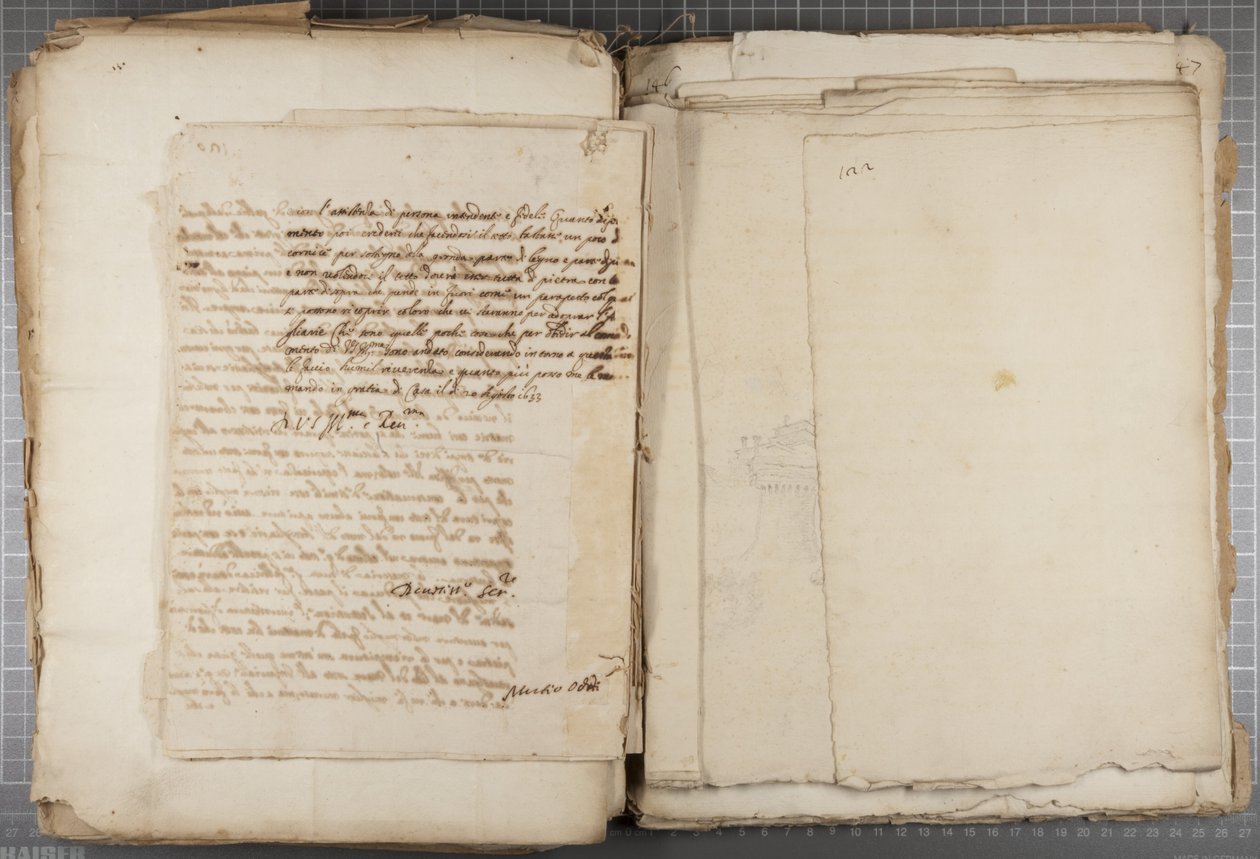Portefølje med tegninger af Mutio Oddi af Urbino m.fl., p120, verso, ca. 1635-40 (pen og blæk på papir i indbundet bind) af Muzio Oddi