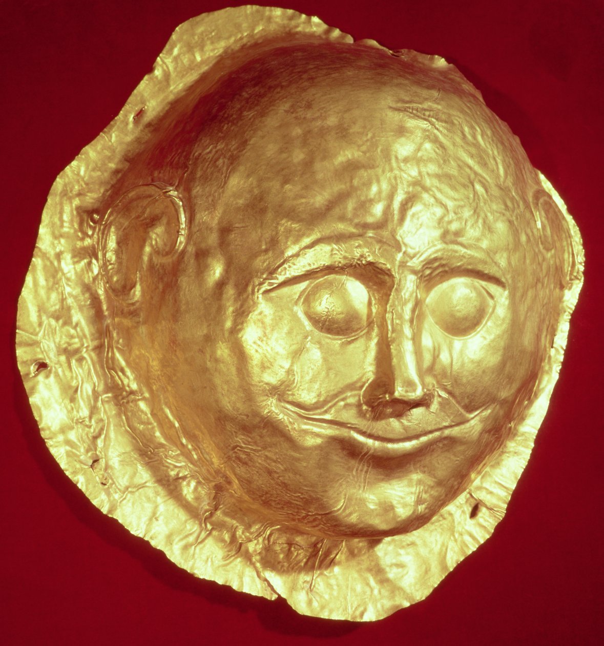 Dødsmaske fra Grave IV af Grave Circle A, Mykene, ca. 1580-1550 f.Kr. (guld) af Mycenaean