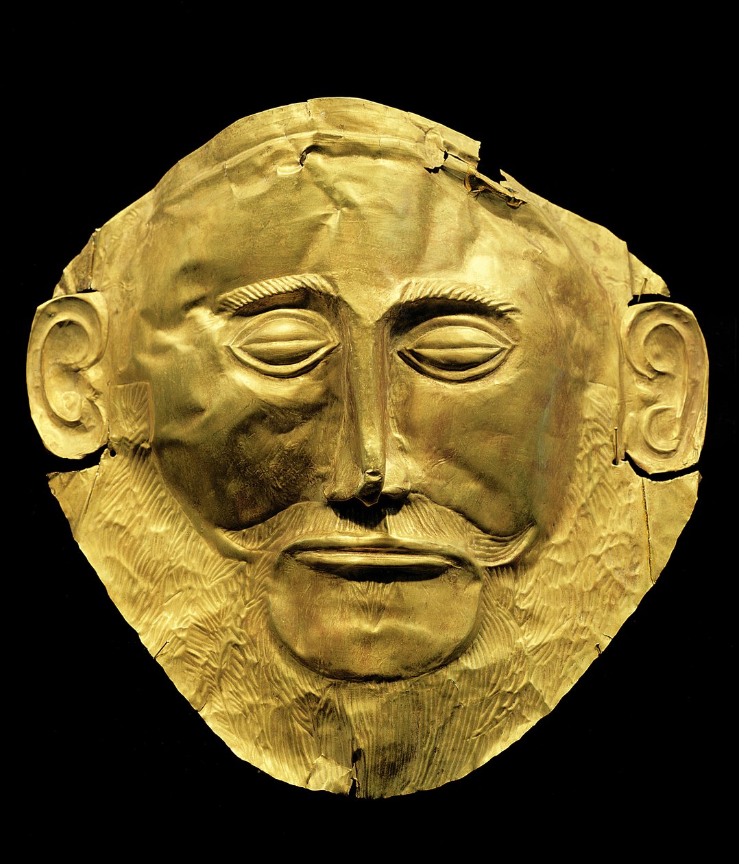 Begravelsesmaske fra Mykene, tidligere antaget at være Agamemnon (guld) af Mycenaean