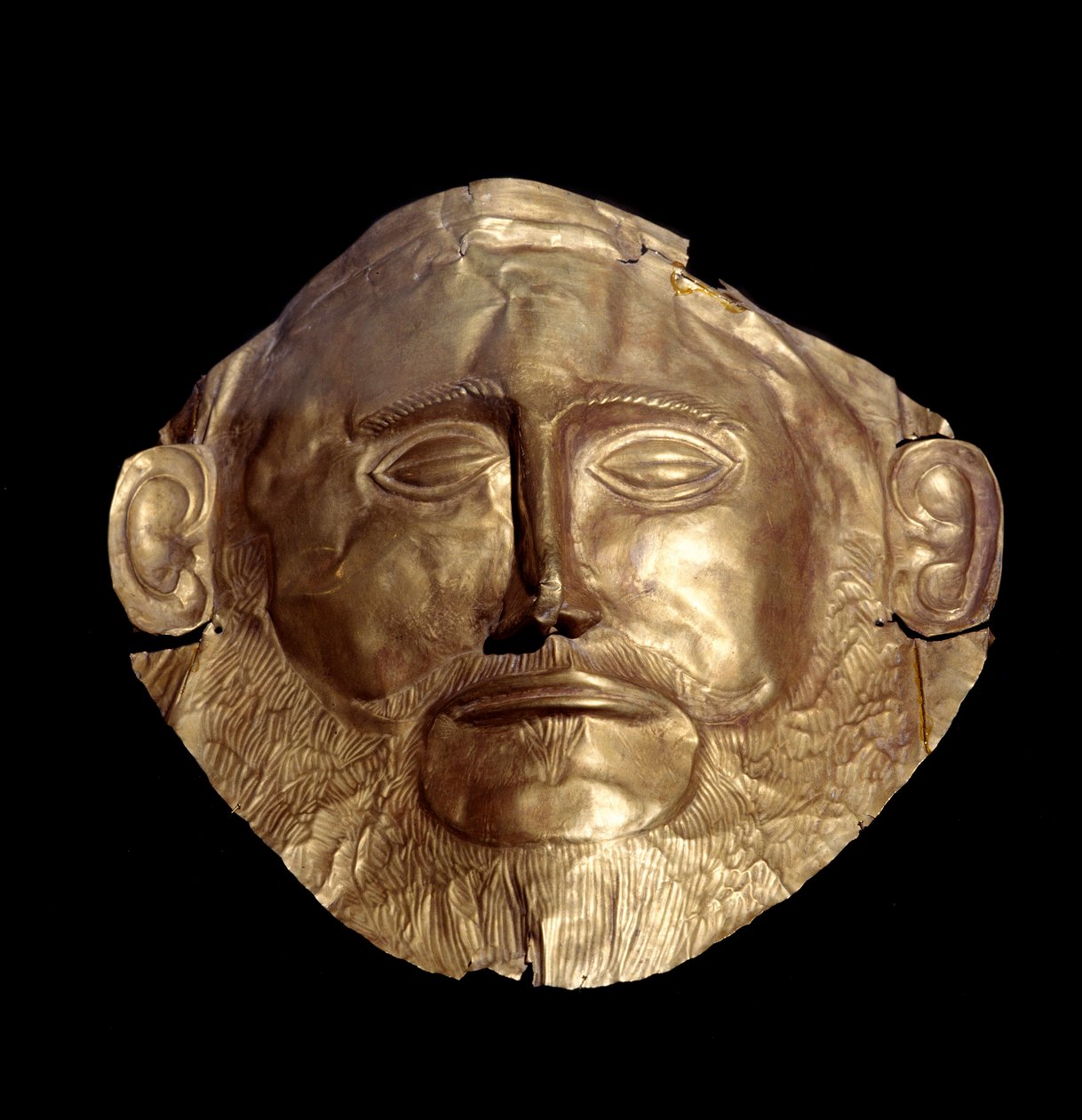 Begravelsesmaske i mykensk guld (af Mykenes) kendt som "Mask of Agamemnon"" af Mycenaean