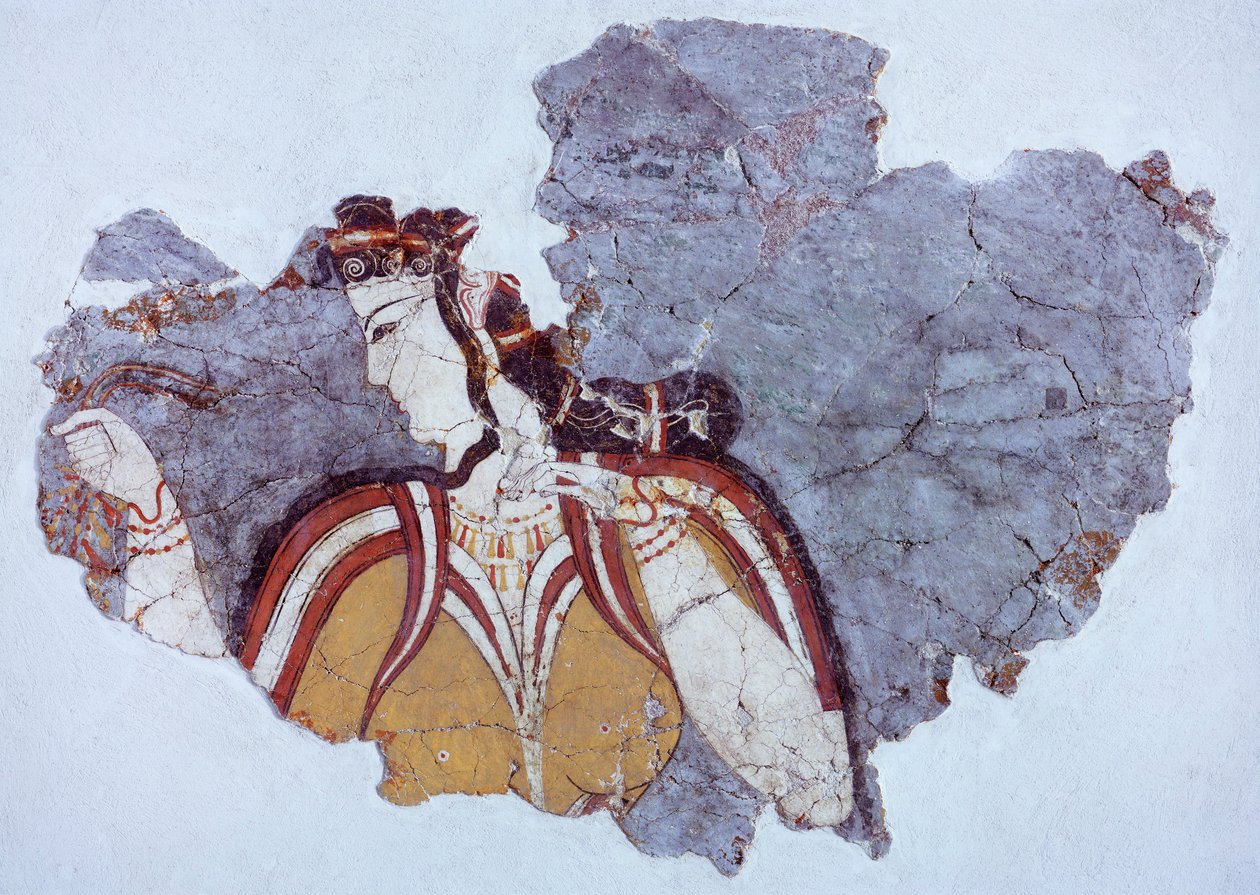 Hofdame, fresko fra Mykene-paladset (Grækenland), mykensk civilisation af Mycenaean