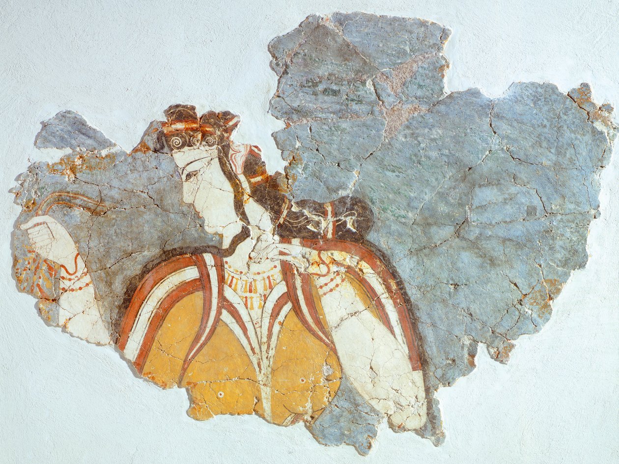 Hofdame, fresko fra Mykene-paladset (Grækenland), mykensk civilisation af Mycenaean