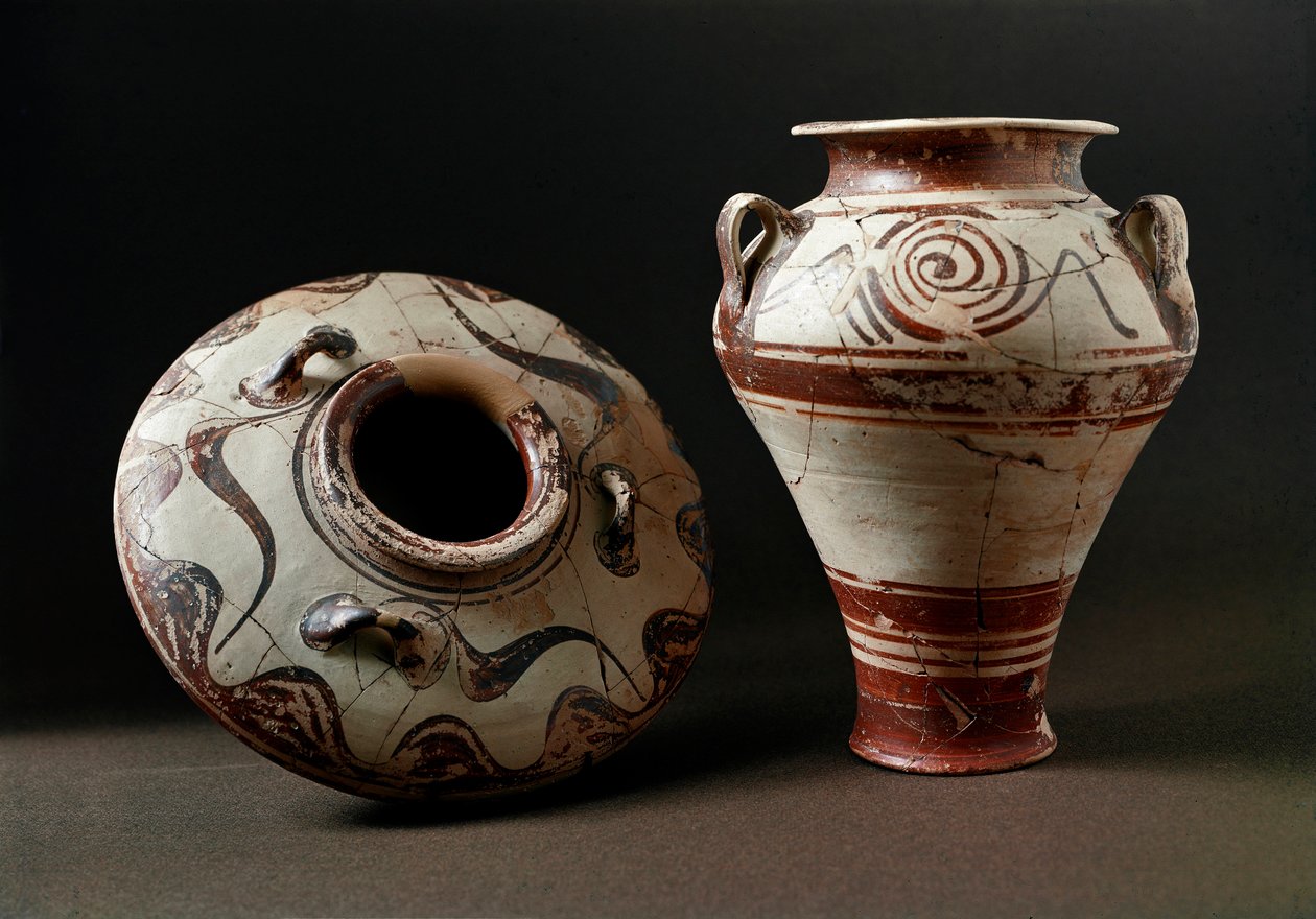 Mykensk kunst: keramiske vaser. 1400 f.Kr. Athenes, Musee de l