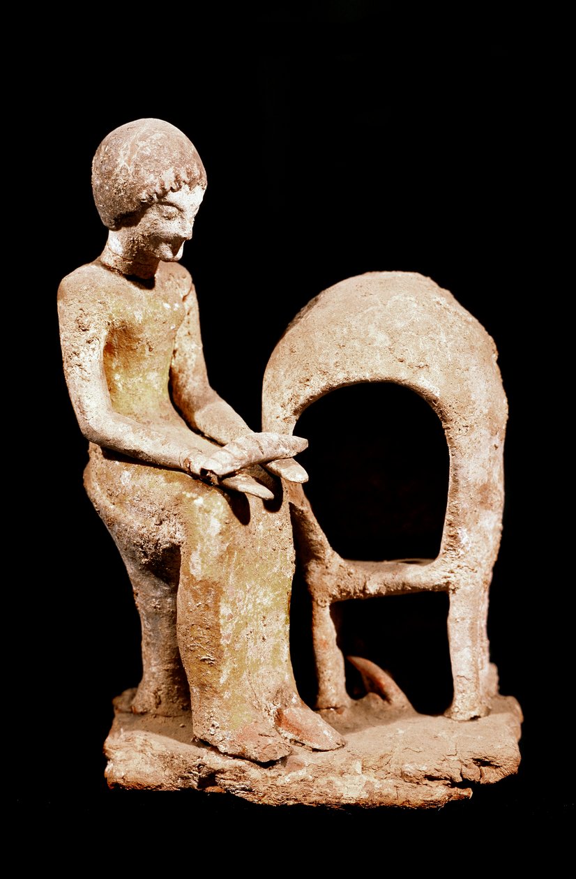 Mykensk kunst: kvindeskikkelse i en ovn med et brød i hånden. 16. århundrede f.Kr. Strasbourg, arkæologisk museum af Mycenaean