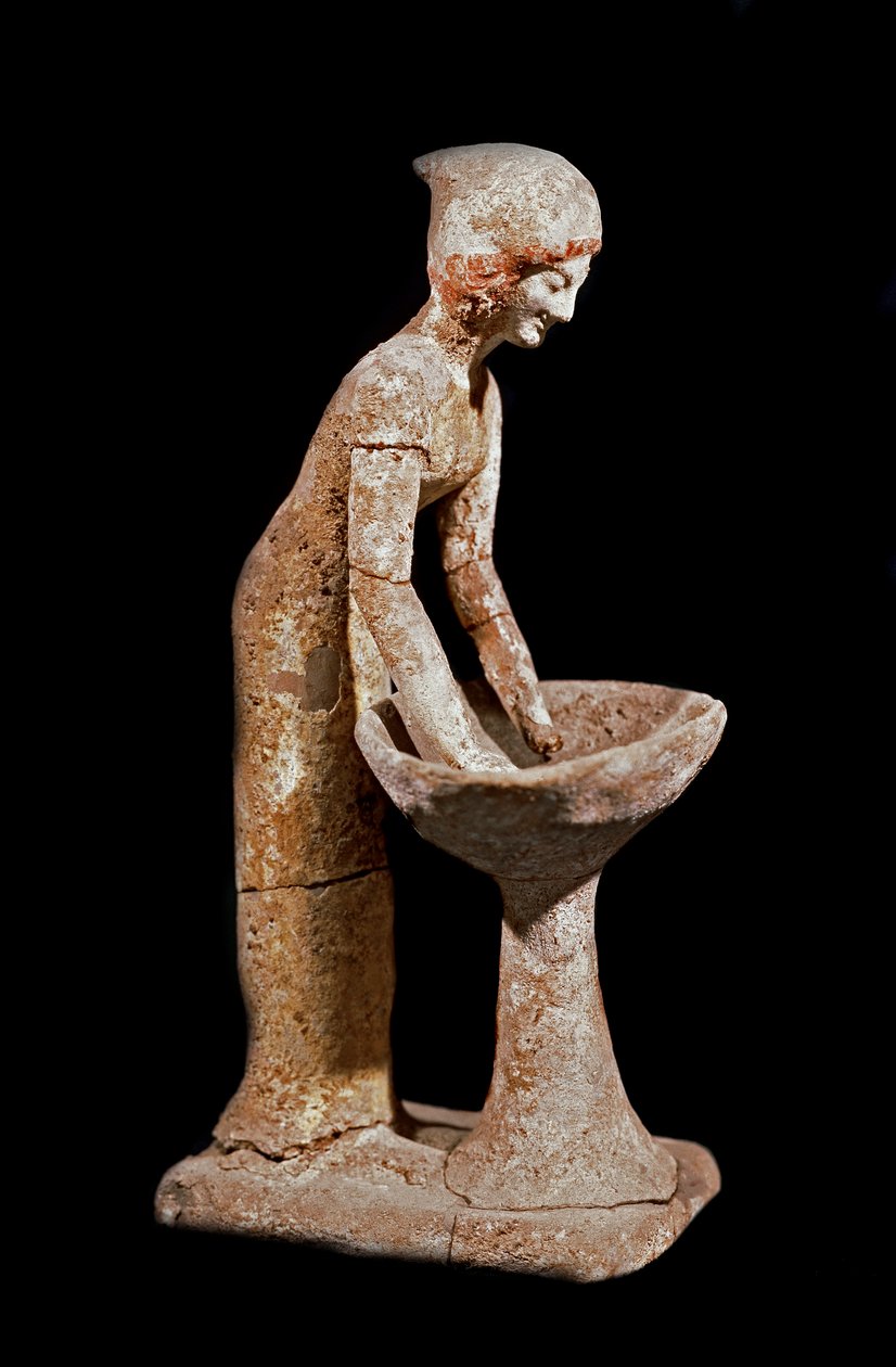 Mykensk kunst: figur af kvinde, der kigger mel. 16. århundrede f.Kr. Strasbourg, arkæologisk museum af Mycenaean