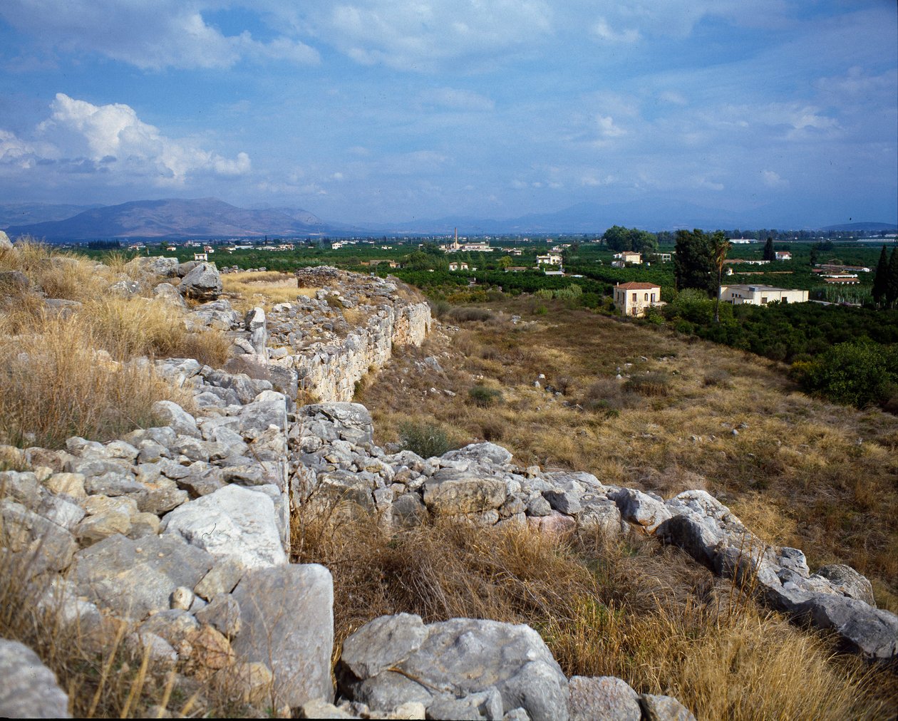 Ruinerne af citadellets fæstning: stedet for den antikke by Tirynthe, omkring 1200 f.Kr. Grækenland af Mycenaean