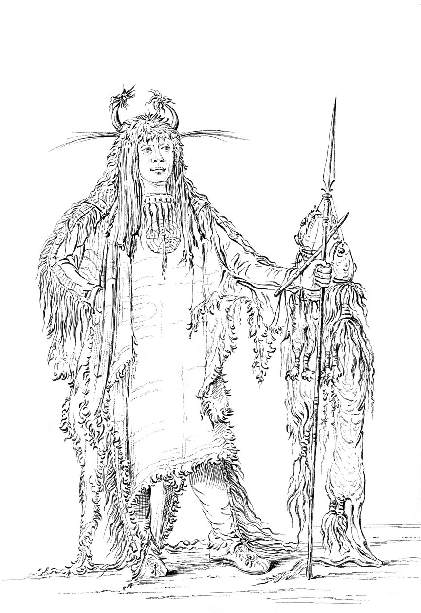 Portræt af Eagle Ribs, indiansk mand, 1841. af Myers and Co