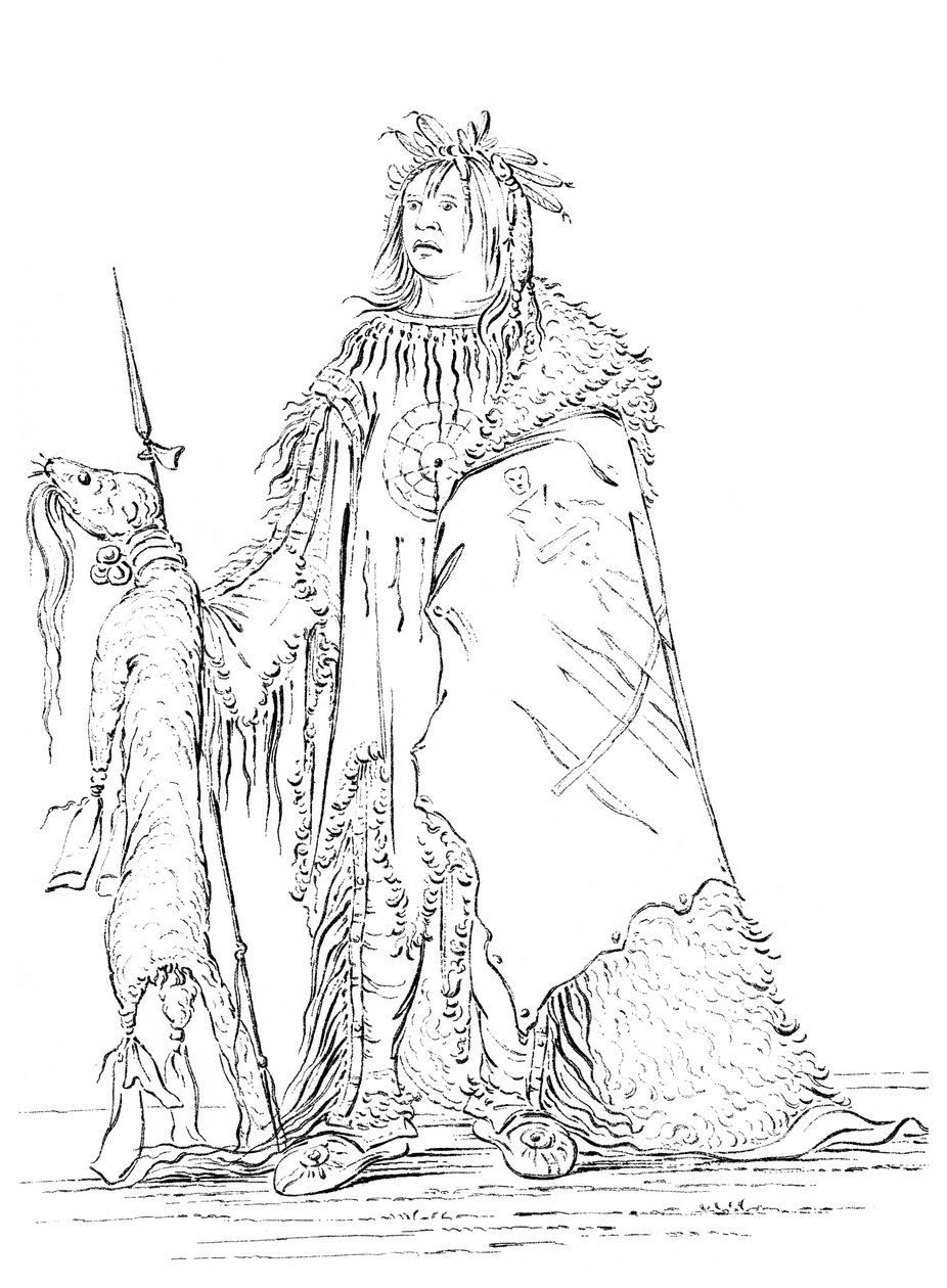 Portræt af Iron Horn, indiansk mand, 1841. af Myers and Co
