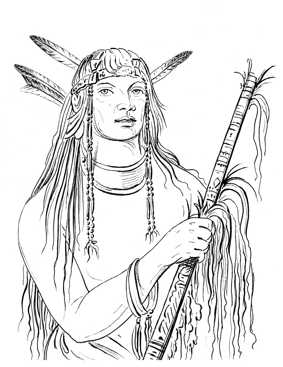 Portræt af musefarvet fjer, indianermand, 1841. af Myers and Co
