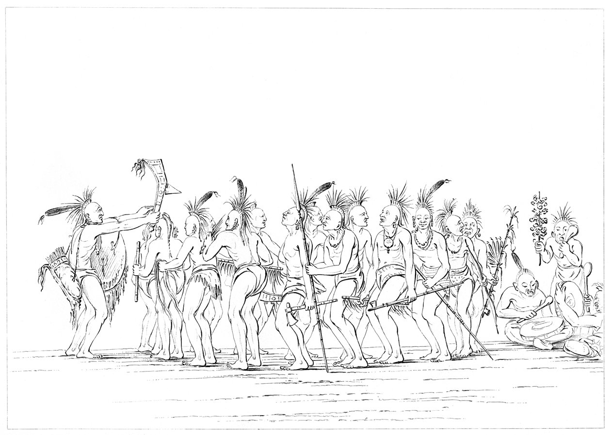 Slavedans, Sac and Fox, Rock Island, Upper Mississippi, 1841. af Myers and Co