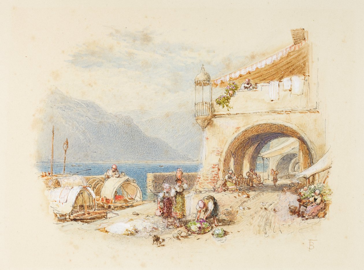 Bellagio, Comosøen, ca. 1850-75 af Myles Birket Foster