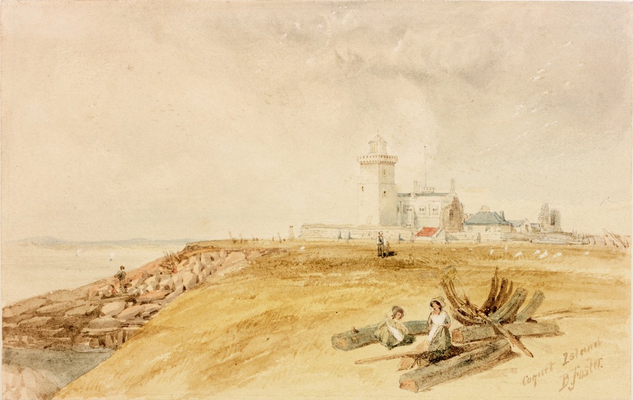 Coquet Island (blyant og akvarel på papir) af Myles Birket Foster