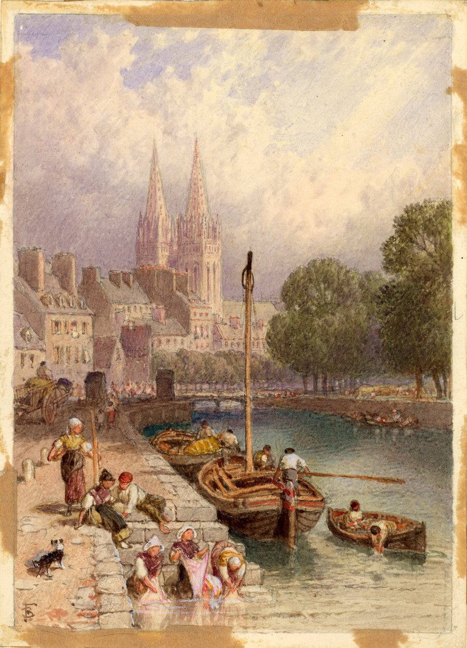 Quimper, Brittany (blyant og akvarel på kort) af Myles Birket Foster