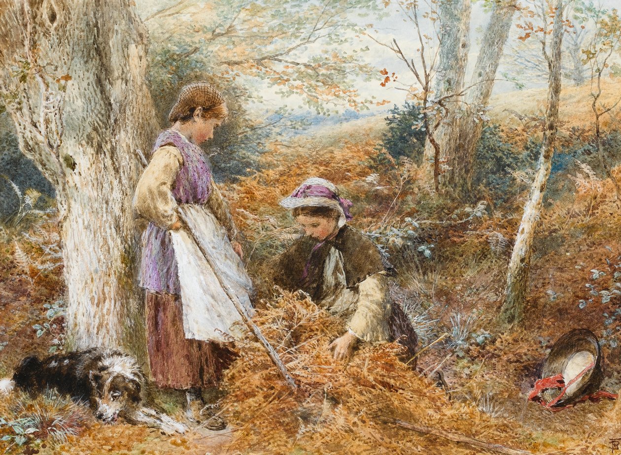 The Fern Gatherers (wc på papir) af Myles Birket Foster