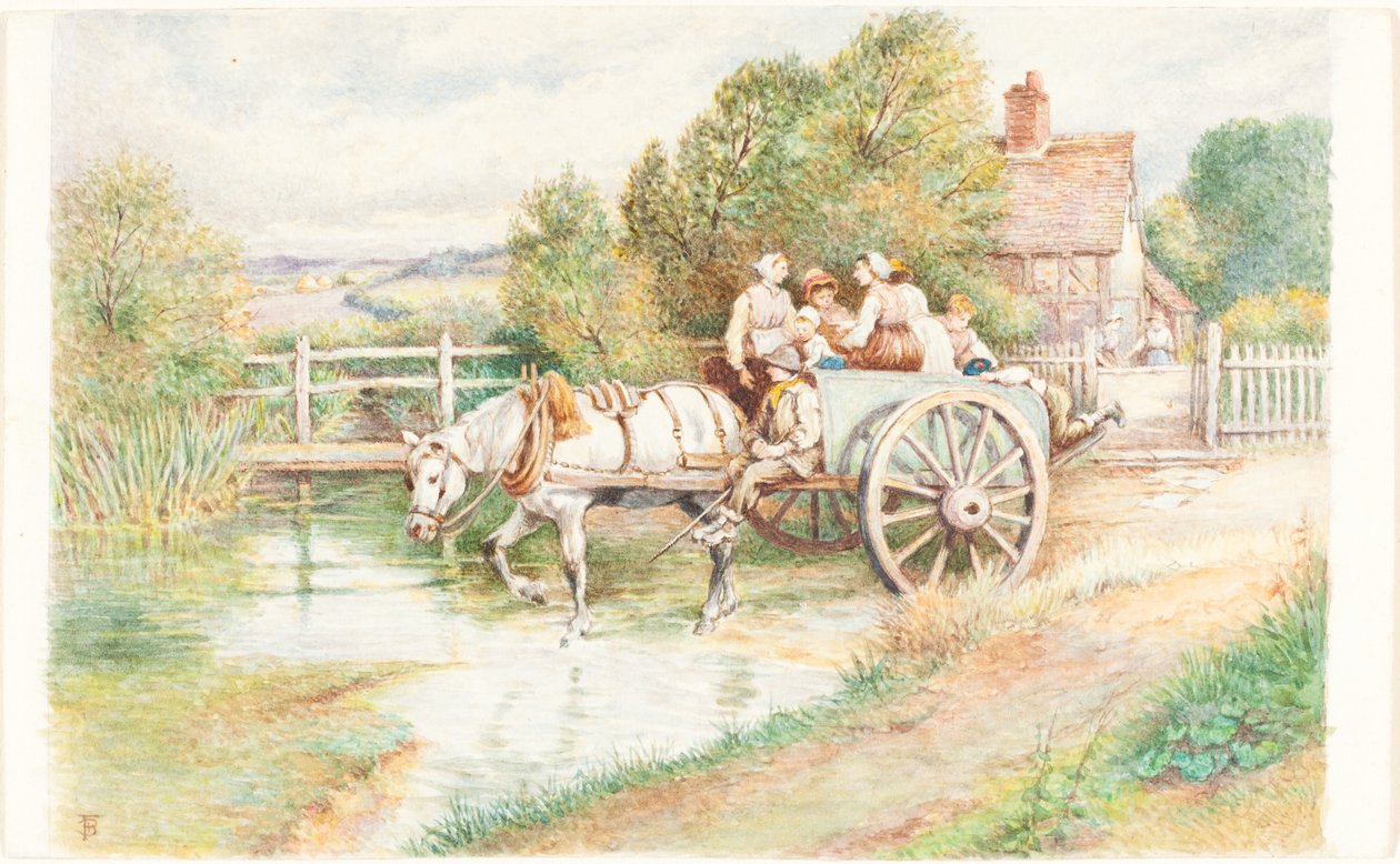 Børn i en vogn af Myles Birket Foster