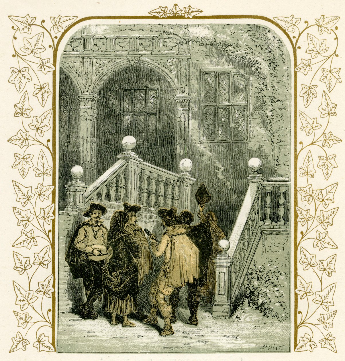 Christmas carollers - illustration by Birket Foster af Myles Birket Foster