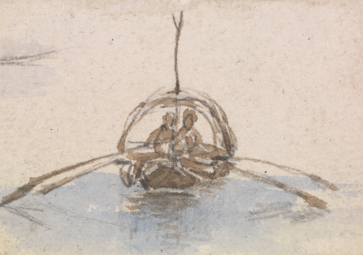 En af en gruppe på tre studier af gondoler af Myles Birket Foster