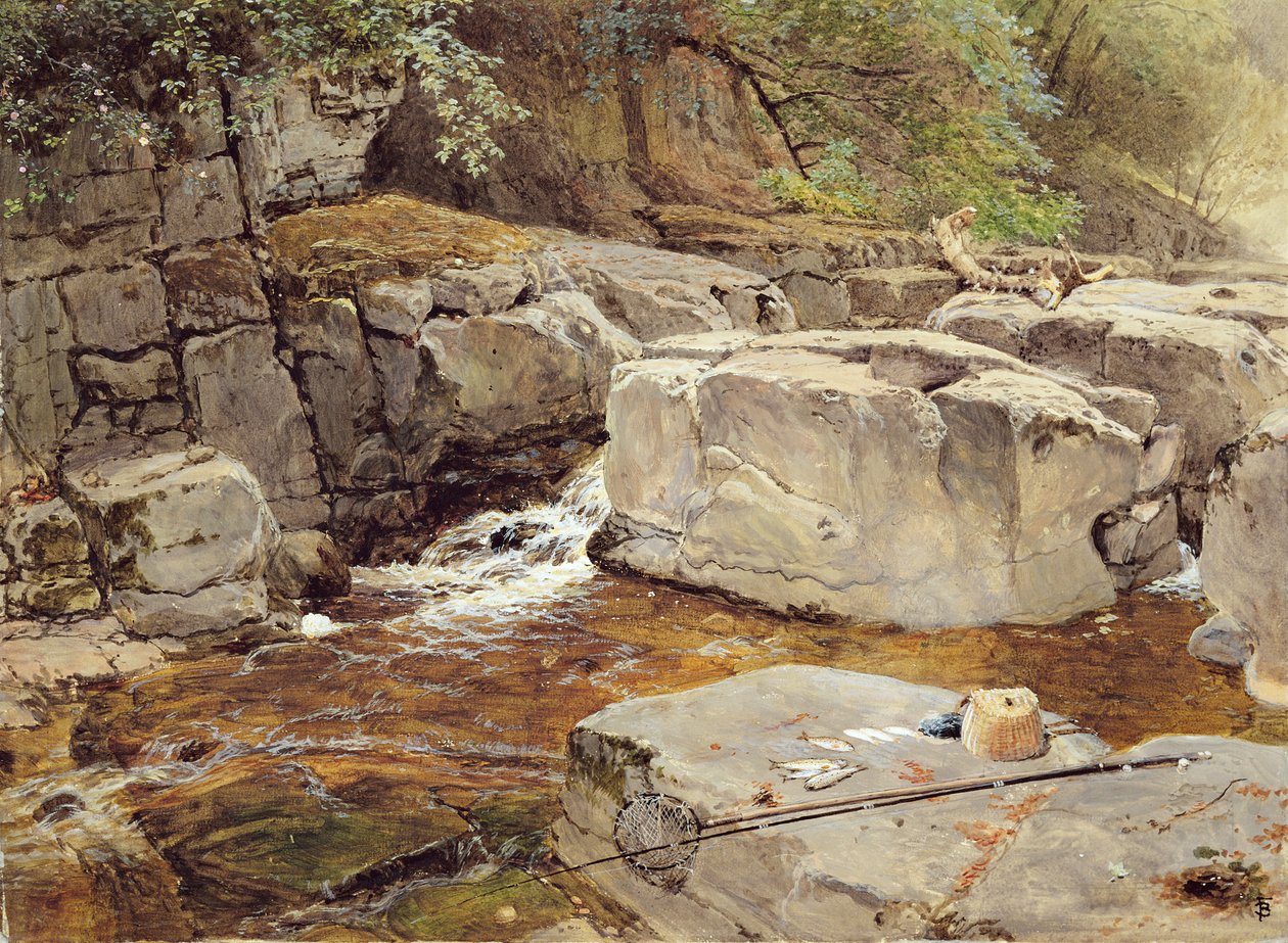 Klipper på Greta (akvarel og gouache på papir) af Myles Birket Foster