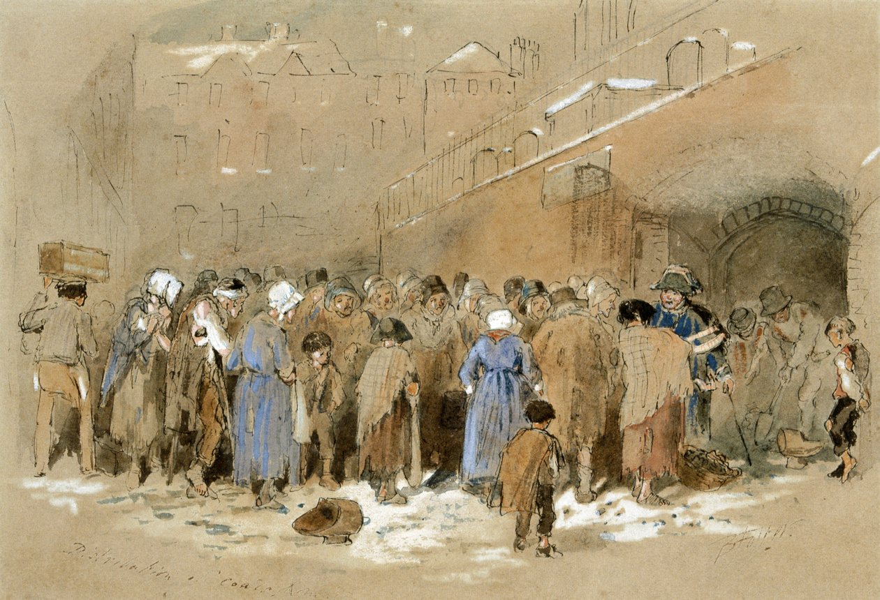 The Distribution of Coals (akvarel og bodycolour på papir) af Myles Birket Foster