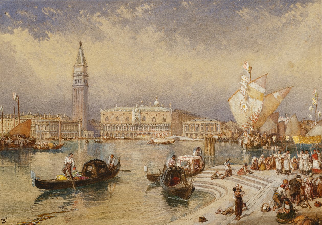 Dogepaladset, Venedig, fra trappen til San Giorgio Maggiore, af Myles Birket Foster