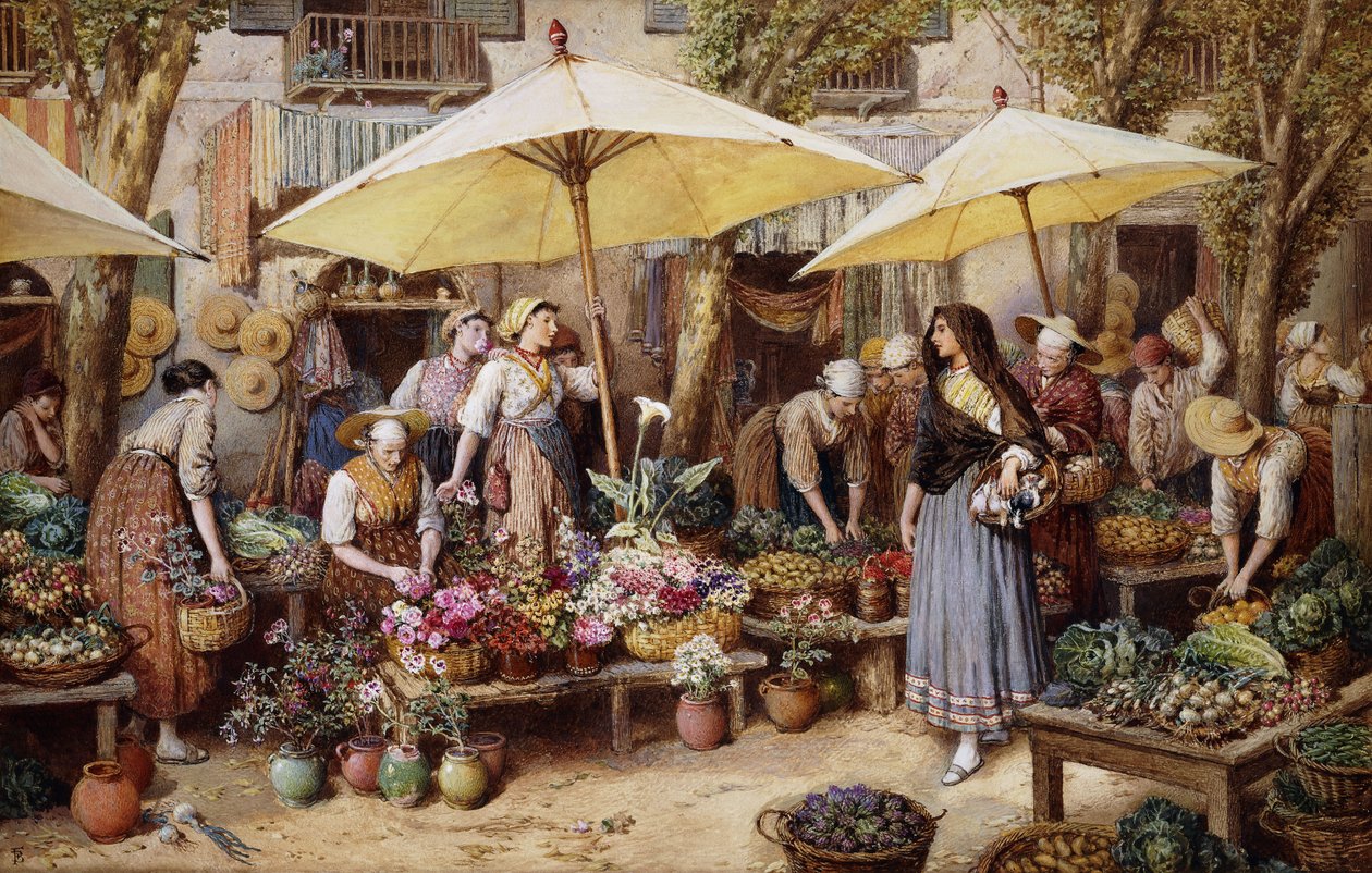 Blomstermarkedet, Toulon, af Myles Birket Foster